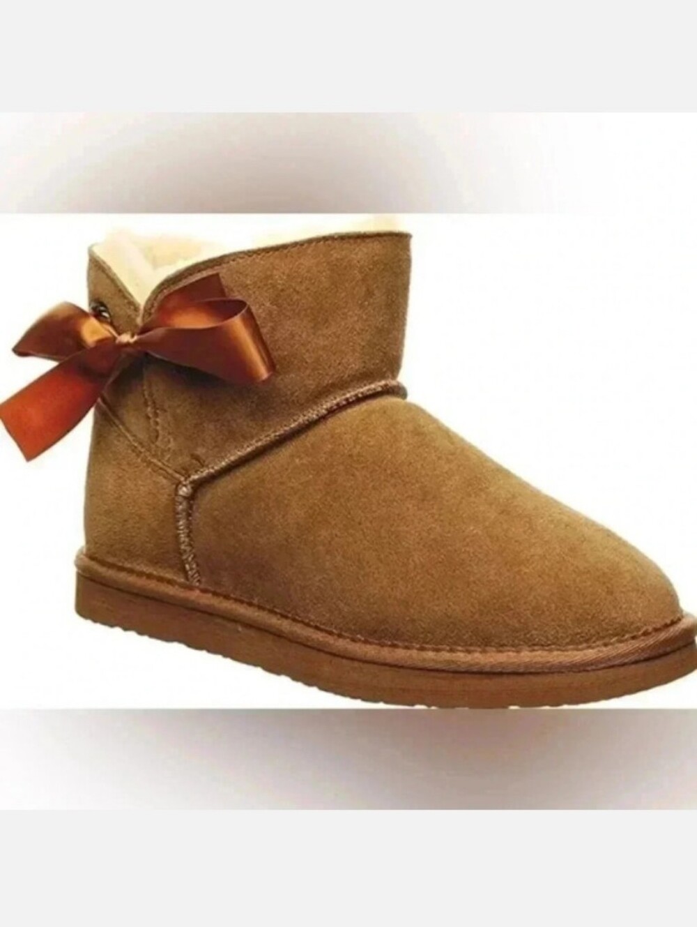 Pawz by Bearpaw Amelia Faux Fur Lined Suede Ankle Bow Bootie 10